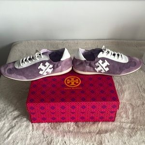 Brand New in box Tory Burch Lilac Suede Calf Leather Sneaker in size 9